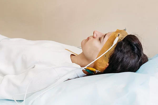 undergoing sleep study for sleep apnea